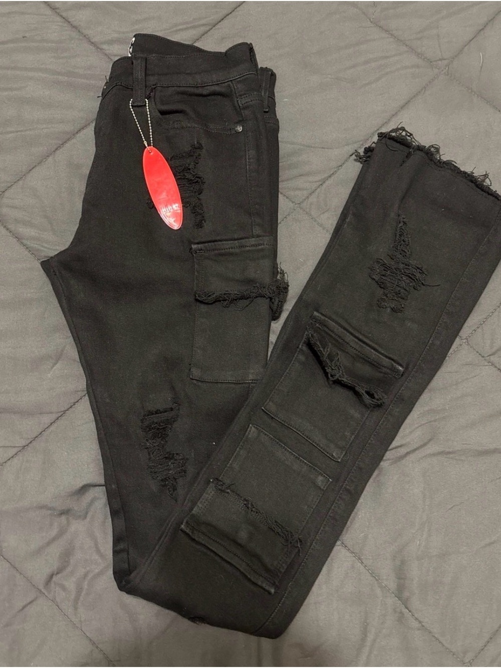 NME Black Distressed Stacked Jeans